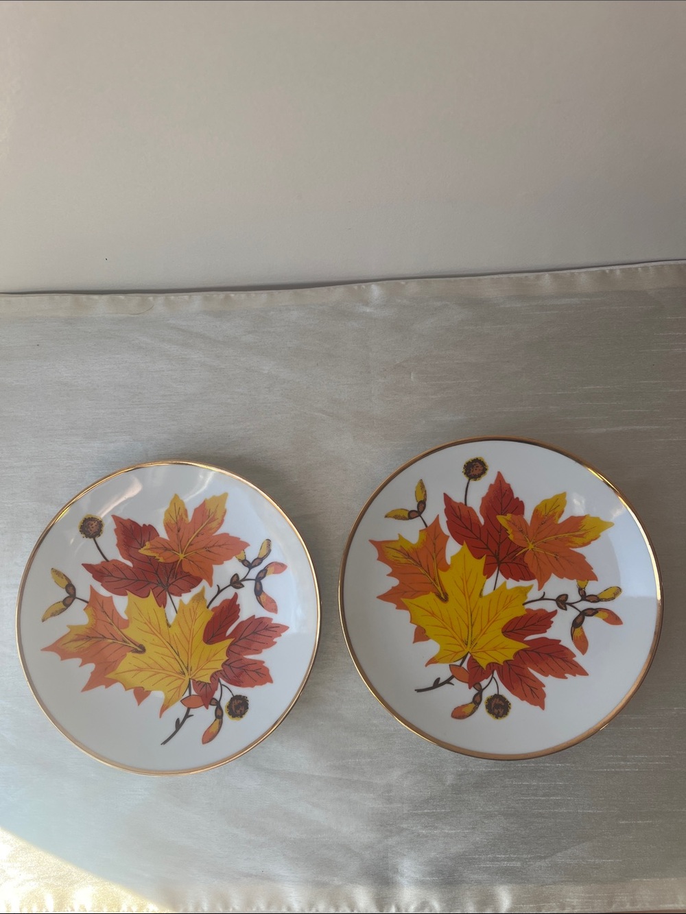 Vintage Unbranded Autumn Maple Leaf Decorative Plates - Set of 2